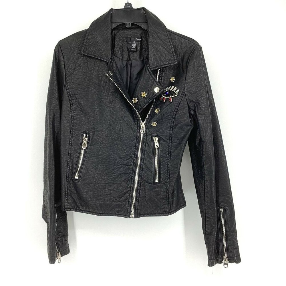 Aqua Faux Leather Jacket Like New